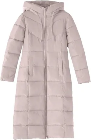 XOWRTE Women's Thickened Down Jacket Casual Trendy Outerwear Hooded Jacket Zipper Winter Down Coat Puffer Jacket A-line Coat