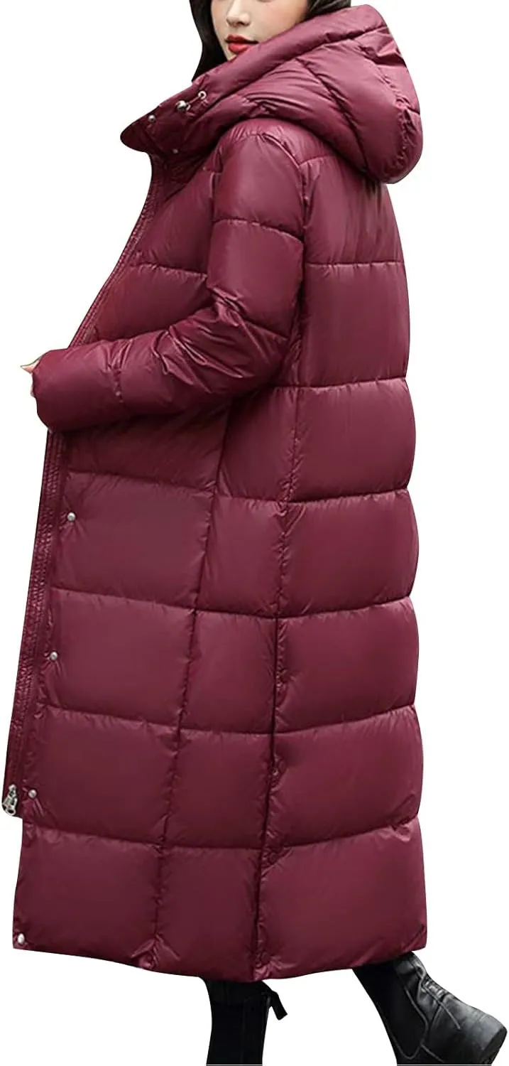 XOWRTE Women's Waterproof Long Winter Coat Warm Puffer Jacket Thickened Down Parka Maxi Coat Long Puffer Jacket for Women