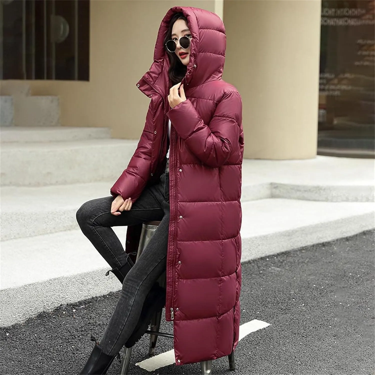 XOWRTE Women's Waterproof Long Winter Coat Warm Puffer Jacket Thickened Down Parka Maxi Coat Long Puffer Jacket for Women