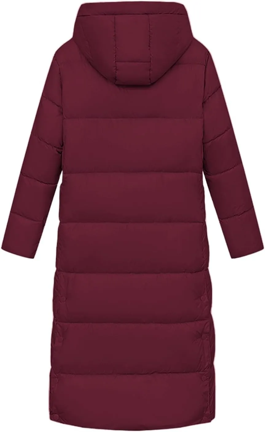 XOWRTE Women's Waterproof Long Winter Coat Warm Puffer Jacket Thickened Down Parka Maxi Coat Long Puffer Jacket for Women