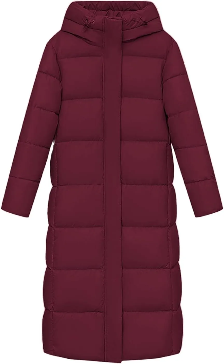 XOWRTE Women's Waterproof Long Winter Coat Warm Puffer Jacket Thickened Down Parka Maxi Coat Long Puffer Jacket for Women