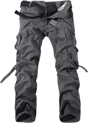 XUNRYAN Mens Cargo Pants with Multi Pockets Casual Sweatpants Regular Fit Junior Joggers Outdoor Hiking Fishing Pants