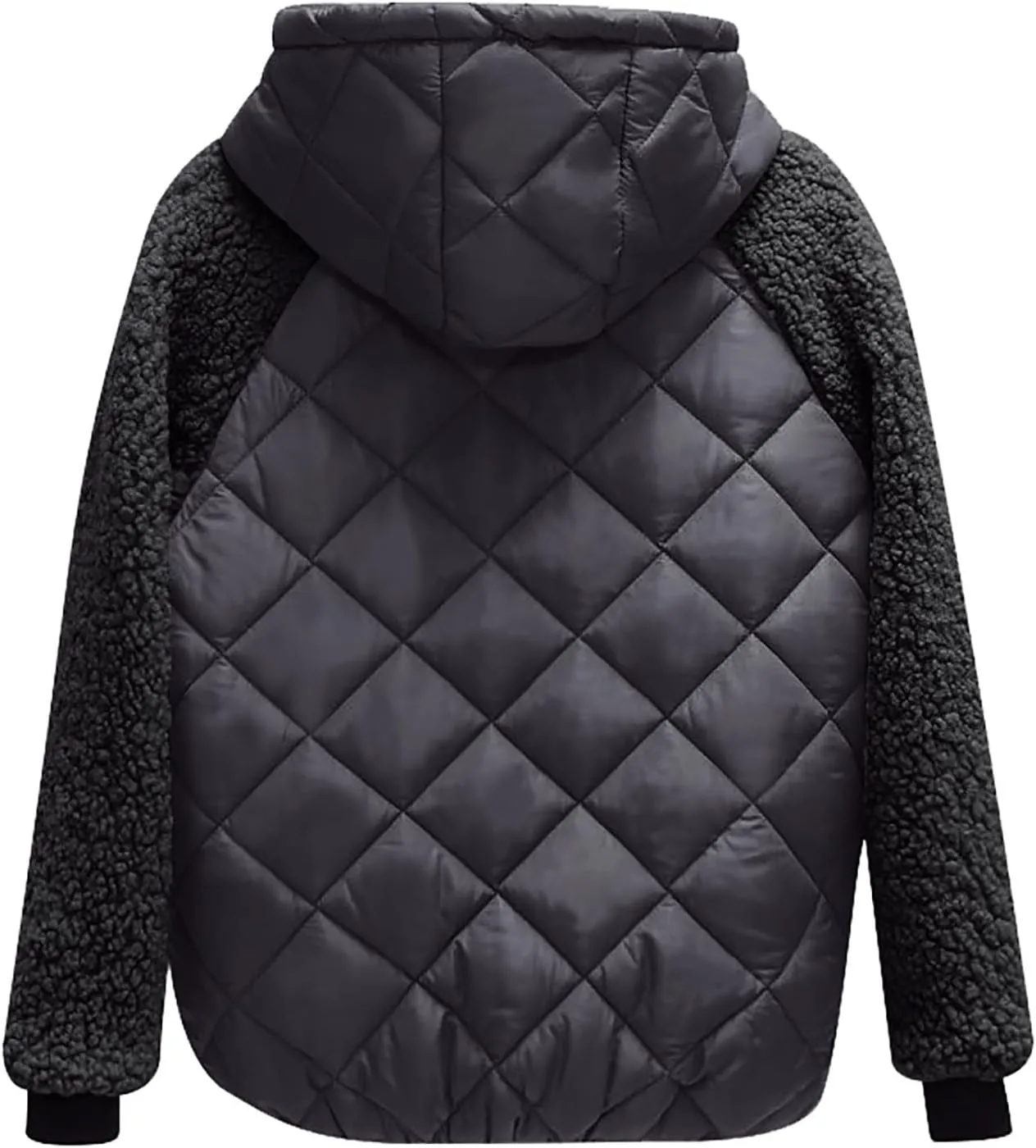 XUNRYAN Winter Jackets for Women Trendy Sherpa Fleece Down Coat Casual Zip Up Puffer Jackets Warm Faux-Fur Coat Anorak Parka