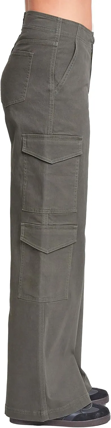 YMI Jeans Women's High Rise Double Pocket Wide Leg Cargo Pants