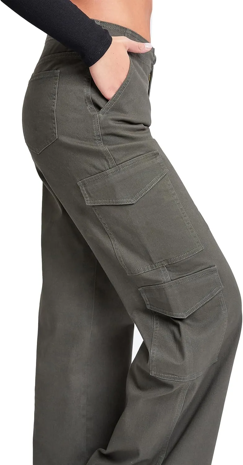 YMI Jeans Women's High Rise Double Pocket Wide Leg Cargo Pants