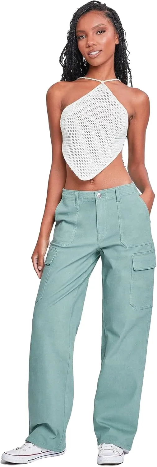 YMI Jeans Womens High Rise Straight Leg Cargo Pants