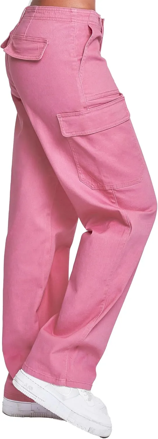 YMI Jeans Womens High Rise Straight Leg Cargo Pants