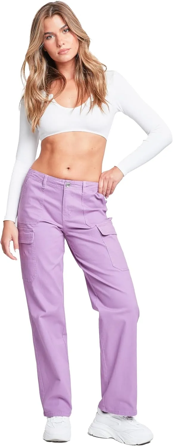 YMI Jeans Womens High Rise Straight Leg Cargo Pants