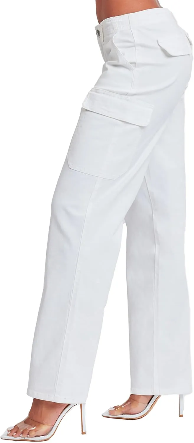 YMI Jeans Womens High Rise Straight Leg Cargo Pants