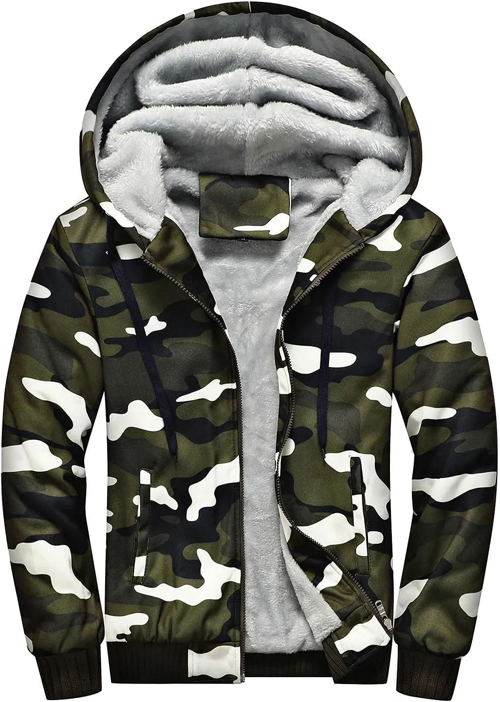 Ymosrh Men's Hooded Fashion Jacket Up Hoodies Sherpa Fleece Sweatshirts Jackets Full Casual Winter Work Coats Jacket