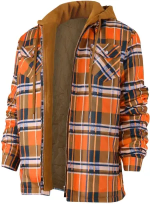 Ymosrh Men's Jacket Long Sleeve Quilted Lined Shirt Jacket Zip Up Coat Outwear With Hood Coat, M-5XL