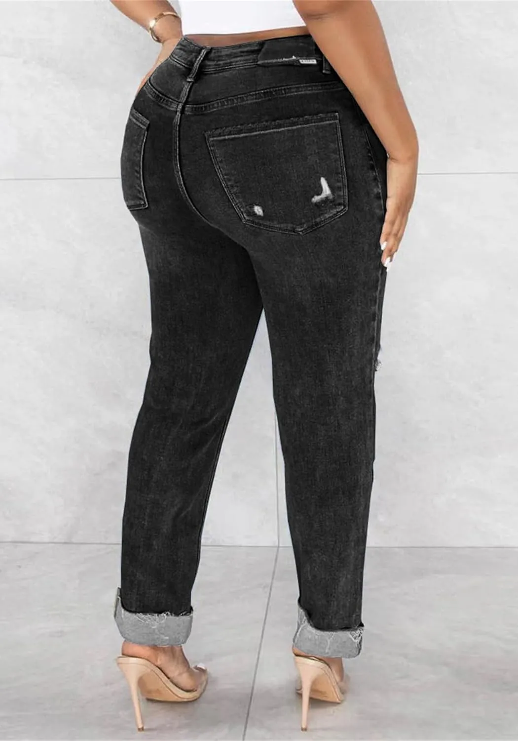 YOOTIKO Womens Ripped Jeans Y2K High Waisted Stretch Jeans Boyfriend Distressed Skinny Denim Pants Streetwear