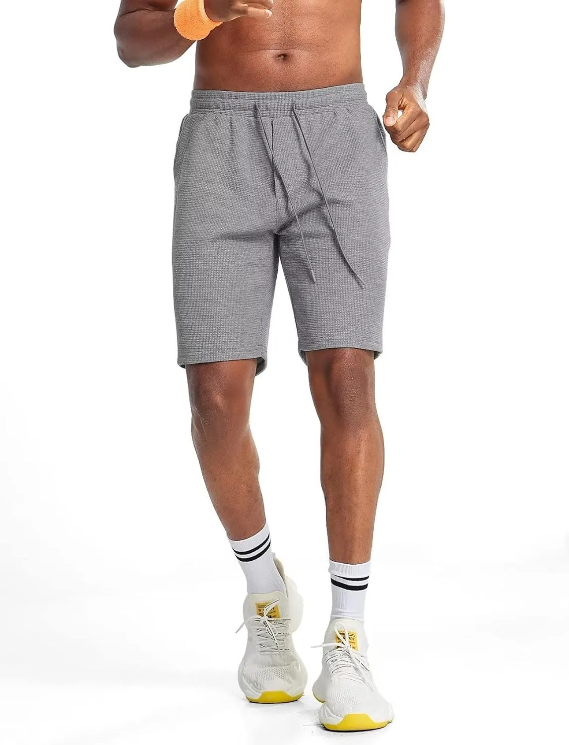 Zengjo Mens Lounge Shorts Jersey Knit,Drawstring Casual Sweat Shorts with Pockets Drawstring Elastic Waist 9 Inch Inseam