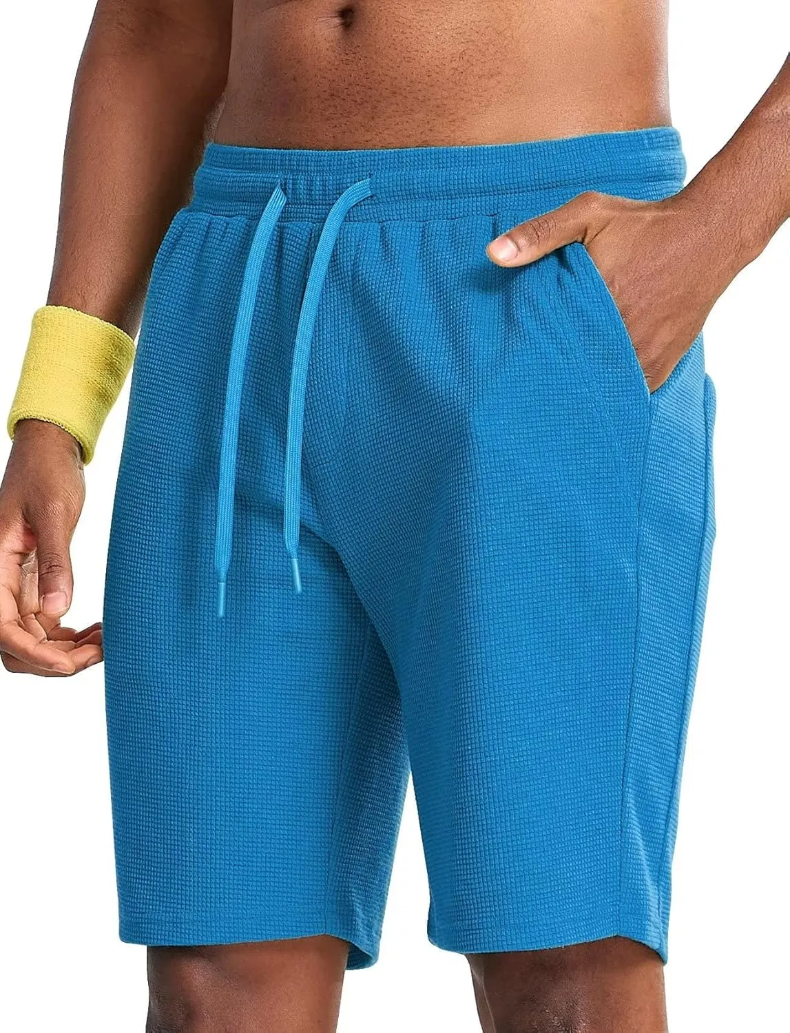 Zengjo Mens Lounge Shorts Jersey Knit,Drawstring Casual Sweat Shorts with Pockets Drawstring Elastic Waist 9 Inch Inseam