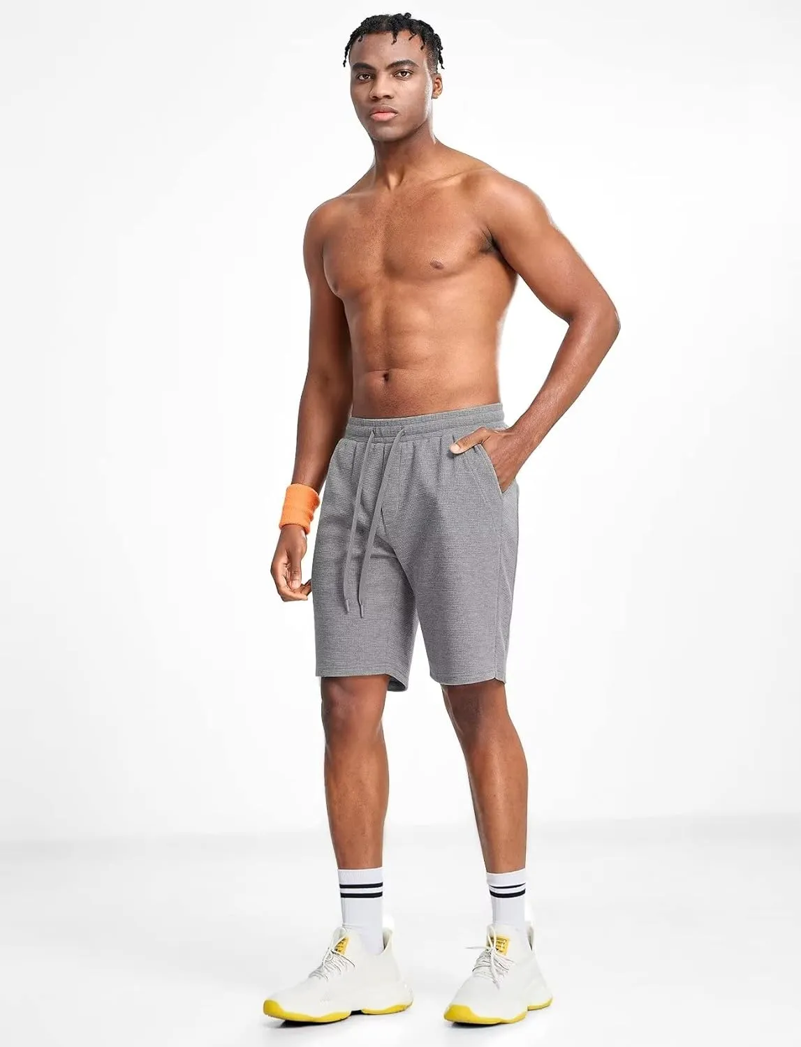 Zengjo Mens Lounge Shorts Jersey Knit,Drawstring Casual Sweat Shorts with Pockets Drawstring Elastic Waist 9 Inch Inseam