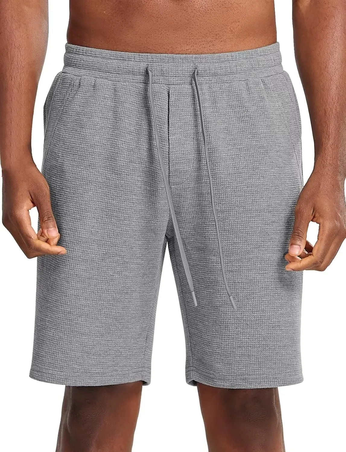 Zengjo Mens Lounge Shorts Jersey Knit,Drawstring Casual Sweat Shorts with Pockets Drawstring Elastic Waist 9 Inch Inseam