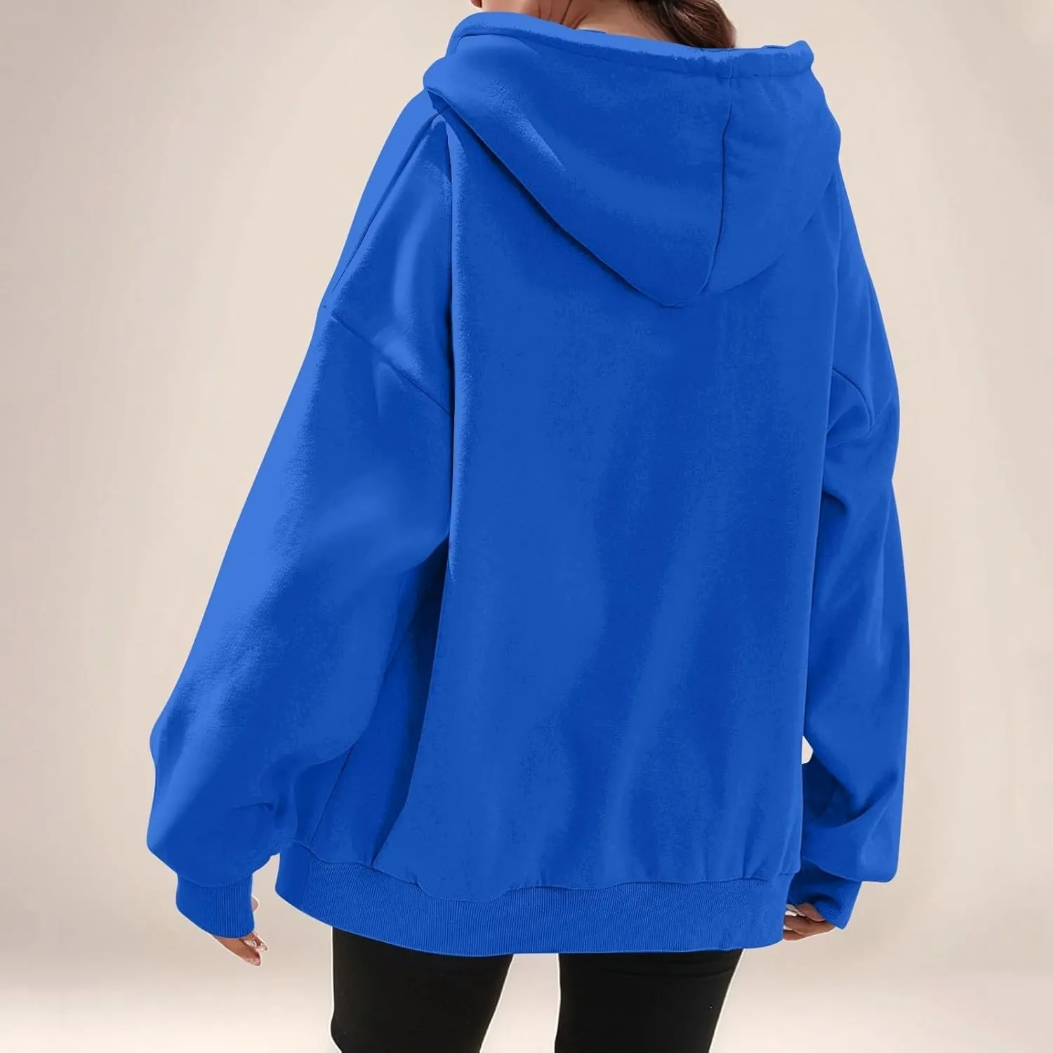 Zip Up Hoodies for Women Lightweight Long Sleeve Fleece Jacket Casual Loose Solid Color Coat Winter Clothes