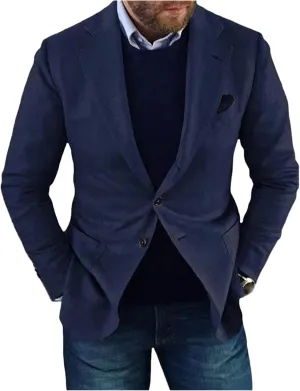 ZWRXW Mens Casual Blazer Two Buttons Long Sleeve Sport Coat Lightweight Slim Fit Suit Jacket Business Work Office Outwear