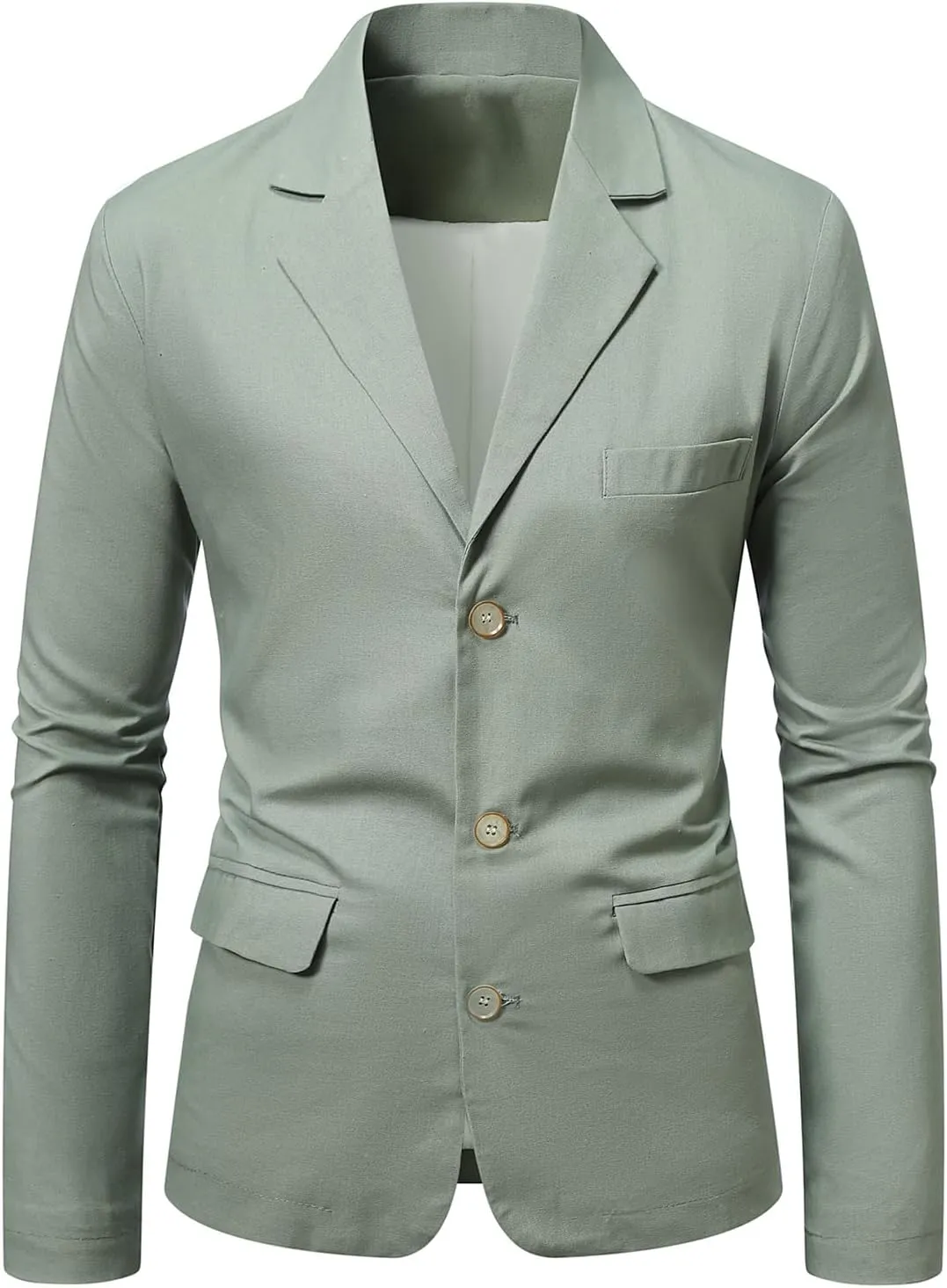 ZWRXW Men's Cotton Linen Blazer Button Down Lapel Neck Suit Coats Business Work Casual Blazer Jacket Slim Fit Office Outfits