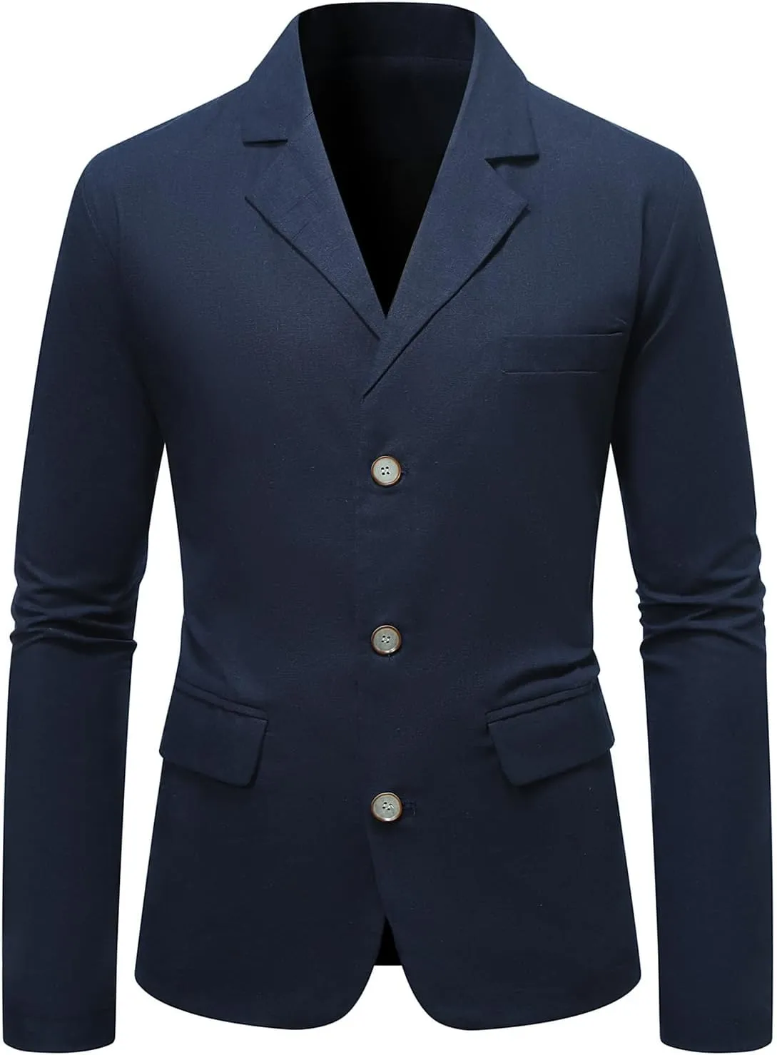 ZWRXW Men's Cotton Linen Blazer Button Down Lapel Neck Suit Coats Business Work Casual Blazer Jacket Slim Fit Office Outfits
