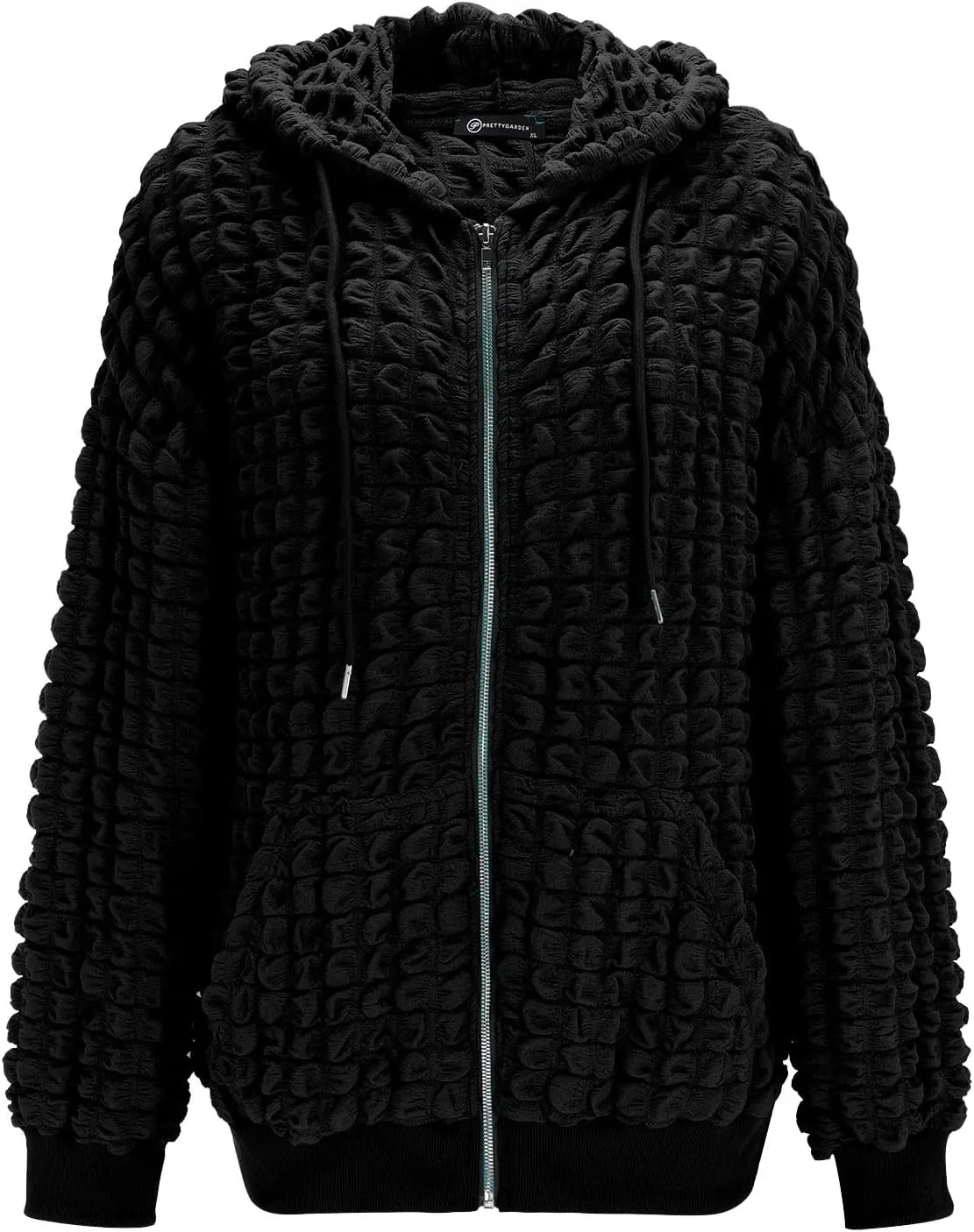 ZYXTIM Women's Cute Hoodies Teen Girl Fall Jacket Waffle Textured Oversized Sweatshirts Casual Zip Up Y2K Hoodie with Pocket